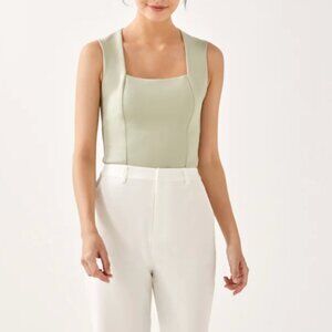 Love, Bonito Allegra Square Neck Shell Top  - Sage Green